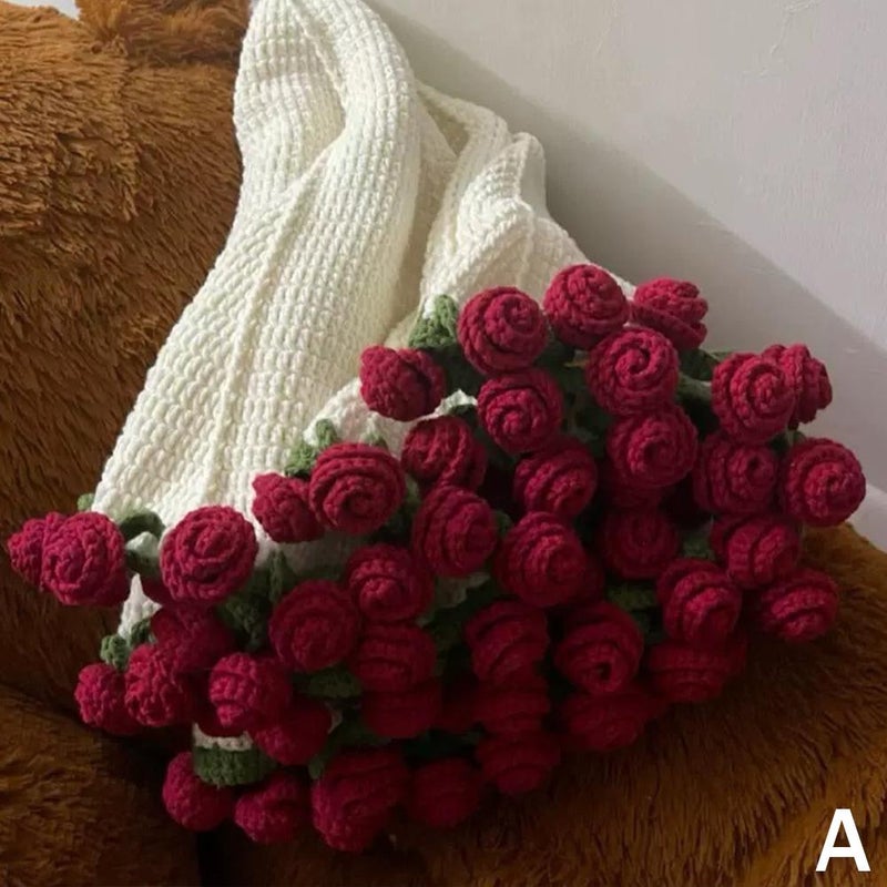 DIY handmade yarn bouquet blanket material kit, crochet blanket to bouquet creative gift lily of the valley rose blanket